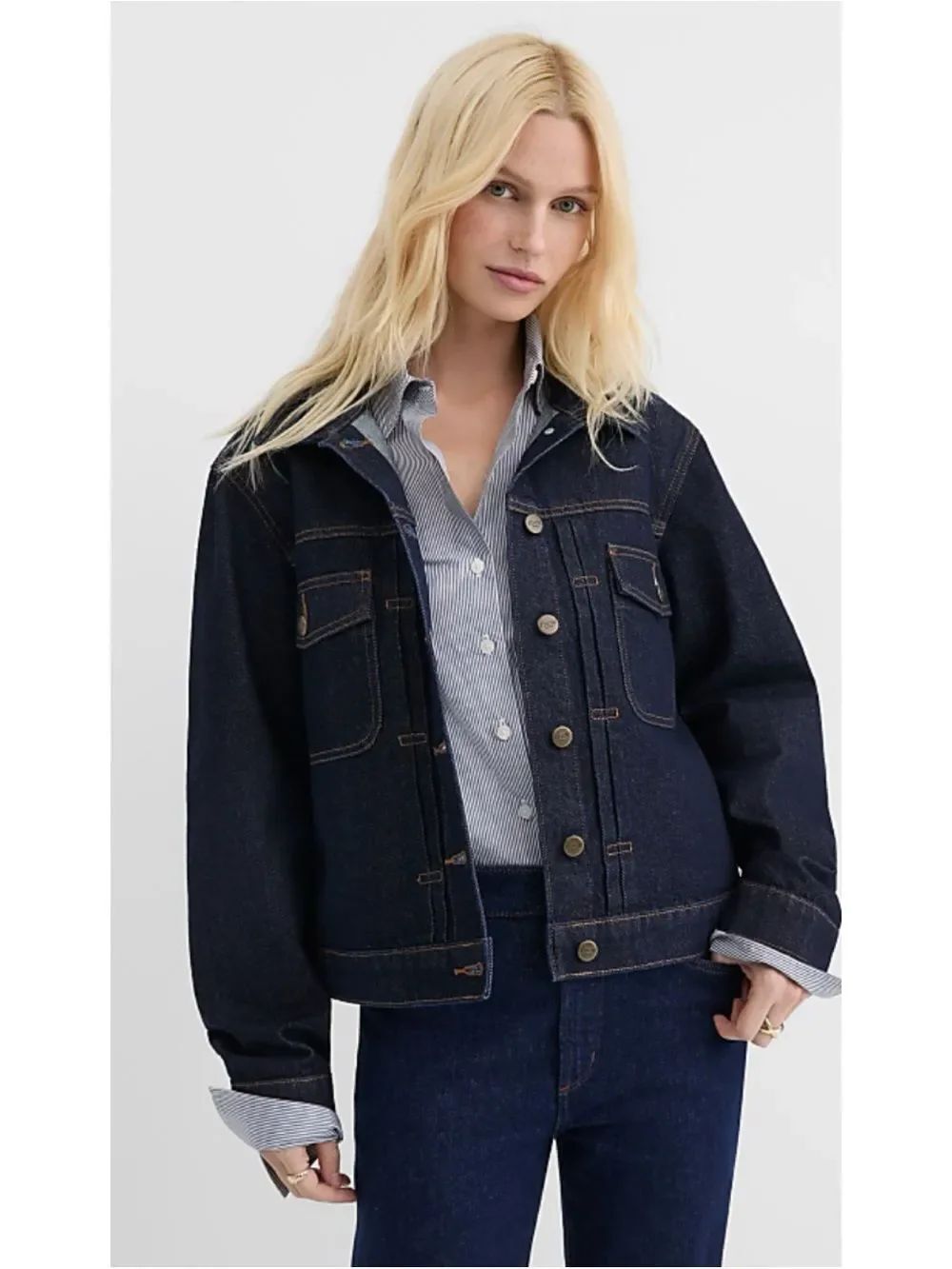 LOFT Tailored Classic Dark Wash Denim Jean Jacket- NWT